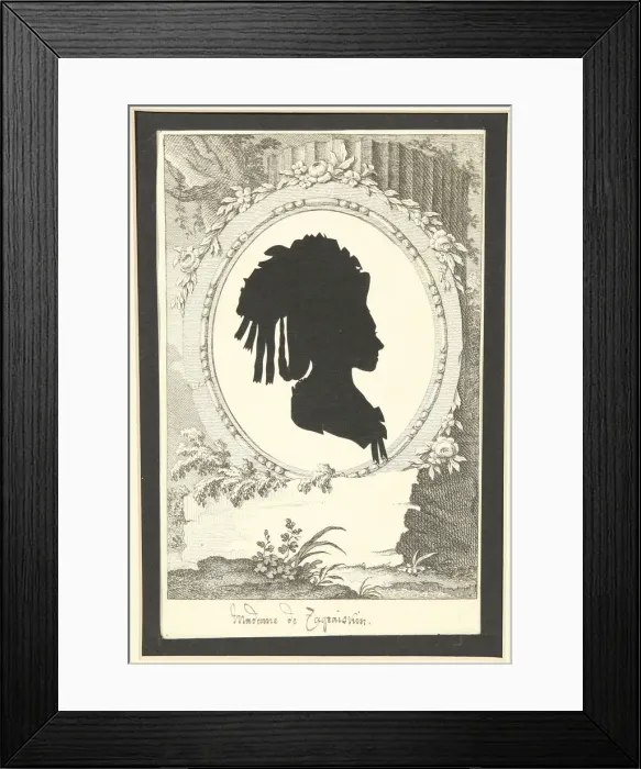 Framed Print : Silhouette portrait of Natalia Kirillovna Zagryazyskaya nee Razumovskaya (1747-1837), 1777-1782. Artist: Anonymous Framed Print : Silhouette portrait of Natalia Kirillovna Zagryazyskaya nee Razumovskaya (1747-1837), 1777-1782. Artist: Anonymous