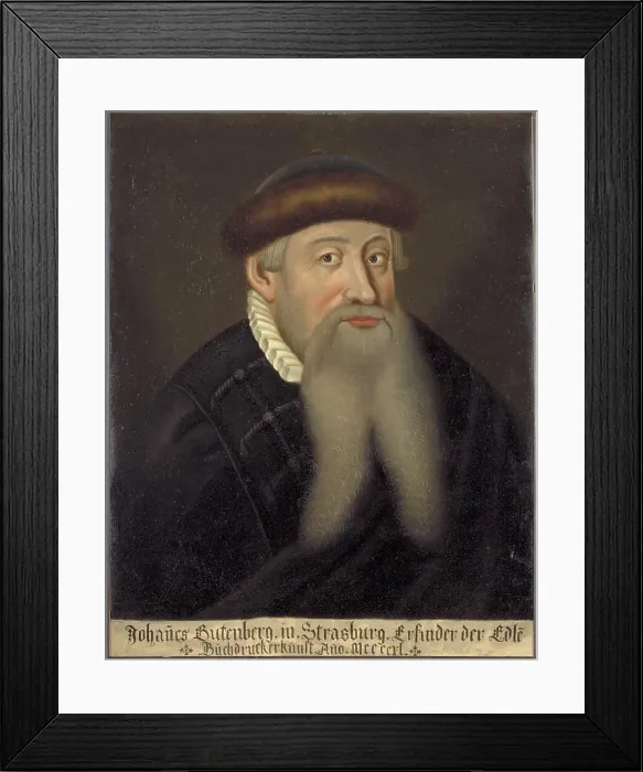 Framed Print : Portrait of Johannes Gutenberg, Early 17th cen Artist: Anonymous Framed Print : Portrait of Johannes Gutenberg, Early 17th cen Artist: Anonymous