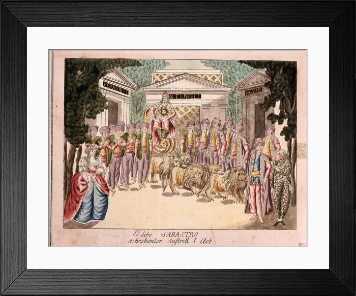 Framed Print : Es lebe Sarastro. The premiere of The Magic Flute by Mozart, 1790s. Artist: Anonymous Framed Print : Es lebe Sarastro. The premiere of The Magic Flute by Mozart, 1790s. Artist: Anonymous