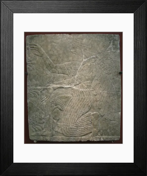 Framed Print : Winged deity by the sacred tree. Relief from the palace of Ashurnasirpal II at Kalhu, Nimrud, 9th century BC. Artist: Assyrian Art Framed Print : Winged deity by the sacred tree. Relief from the palace of Ashurnasirpal II at Kalhu, Nimrud, 9th century BC. Artist: Assyrian Art