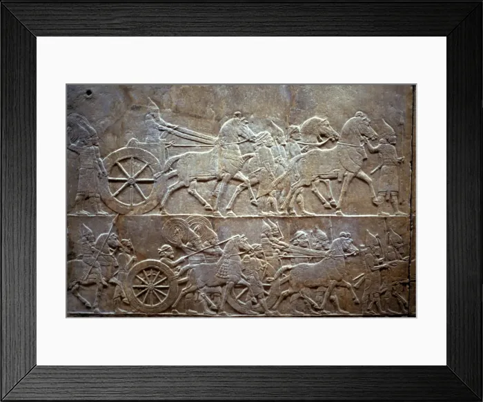 Framed Print : Ashurbanipal at the Battle of Til-Tuba, 650-620 BC. Artist: Assyrian Art Framed Print : Ashurbanipal at the Battle of Til-Tuba, 650-620 BC. Artist: Assyrian Art