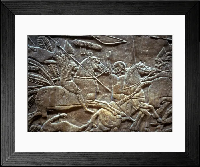 Framed Print : Ashurbanipal at the Battle of Til-Tuba, 650-620 BC. Artist: Assyrian Art Framed Print : Ashurbanipal at the Battle of Til-Tuba, 650-620 BC. Artist: Assyrian Art