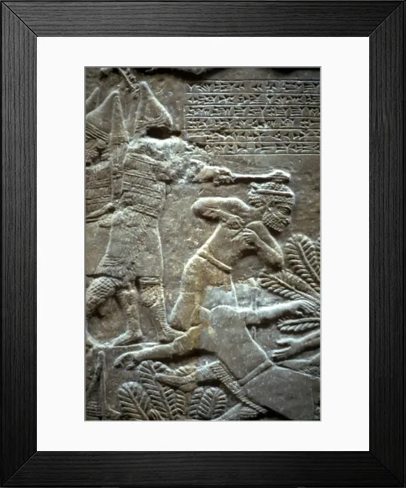 Framed Print : Ashurbanipal at the Battle of Til-Tuba, 650-620 BC. Artist: Assyrian Art Framed Print : Ashurbanipal at the Battle of Til-Tuba, 650-620 BC. Artist: Assyrian Art
