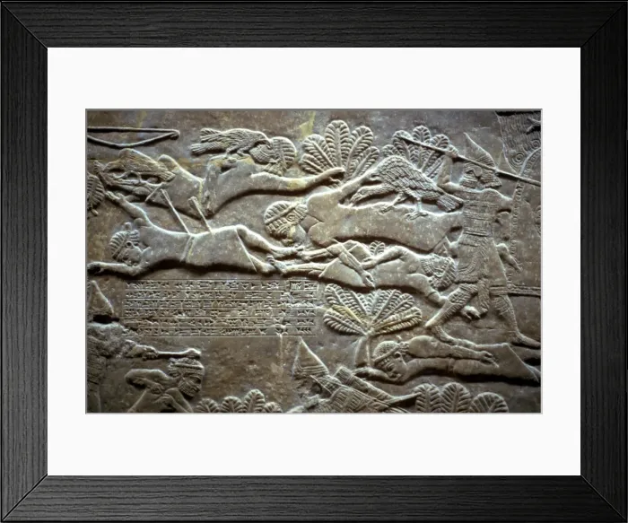 Framed Print : Ashurbanipal at the Battle of Til-Tuba, 650-620 BC. Artist: Assyrian Art Framed Print : Ashurbanipal at the Battle of Til-Tuba, 650-620 BC. Artist: Assyrian Art