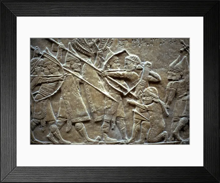 Framed Print : Ashurbanipal at the Battle of Til-Tuba, 650-620 BC. Artist: Assyrian Art Framed Print : Ashurbanipal at the Battle of Til-Tuba, 650-620 BC. Artist: Assyrian Art