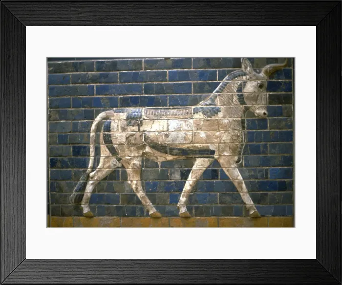 Framed Print : The Ishtar Gate, Babylon. Relief of bull, 6th century BC. Artist: Assyrian Art Framed Print : The Ishtar Gate, Babylon. Relief of bull, 6th century BC. Artist: Assyrian Art