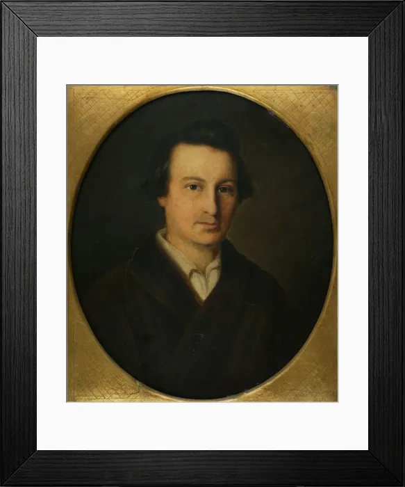 Framed Print : Portrait of the poet Heinrich Heine (1797-1856), 1843. Artist: Popper, Isidor (1816-1884)