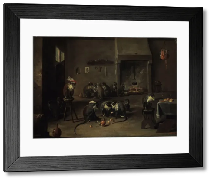 Framed Print : Monkeys in the Kitchen, 1640s. Artist: Teniers, David, the Younger (1610-1690) Framed Print : Monkeys in the Kitchen, 1640s. Artist: Teniers, David, the Younger (1610-1690)