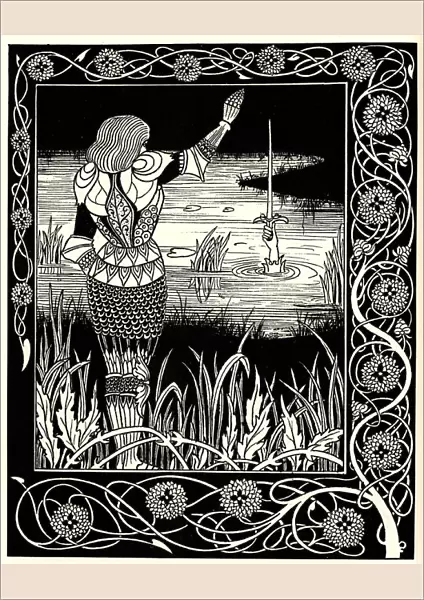Arthur Learns of the Sword Excalibur. Illustration to the book Le Morte d Arthur by Sir Thomas Mal Artist: Beardsley, Aubrey (1872?1898)