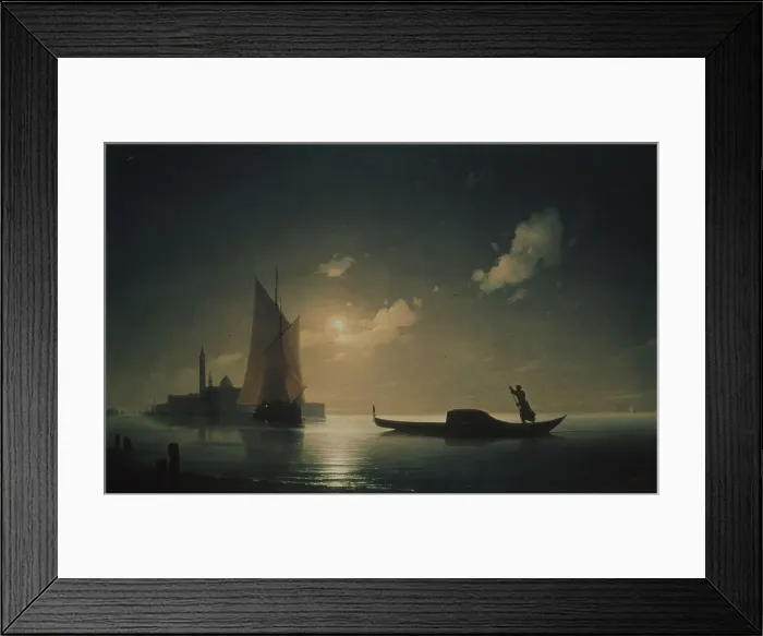 Framed Print : A Gondolier in Venice at night, 1843. Artist: Aivazovsky, Ivan Konstantinovich (1817-1900) Framed Print : A Gondolier in Venice at night, 1843. Artist: Aivazovsky, Ivan Konstantinovich (1817-1900)