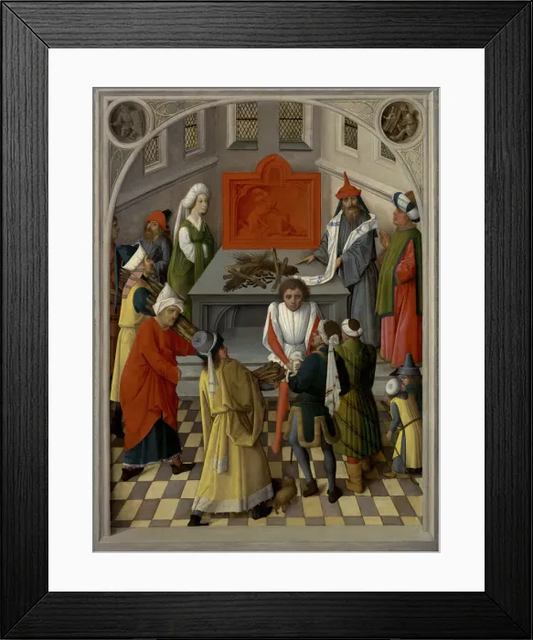 Framed Print : The offering of the jews, ca 1465. Artist: Master of the Gathering of Manna (active 1460-1470) Framed Print : The offering of the jews, ca 1465. Artist: Master of the Gathering of Manna (active 1460-1470)