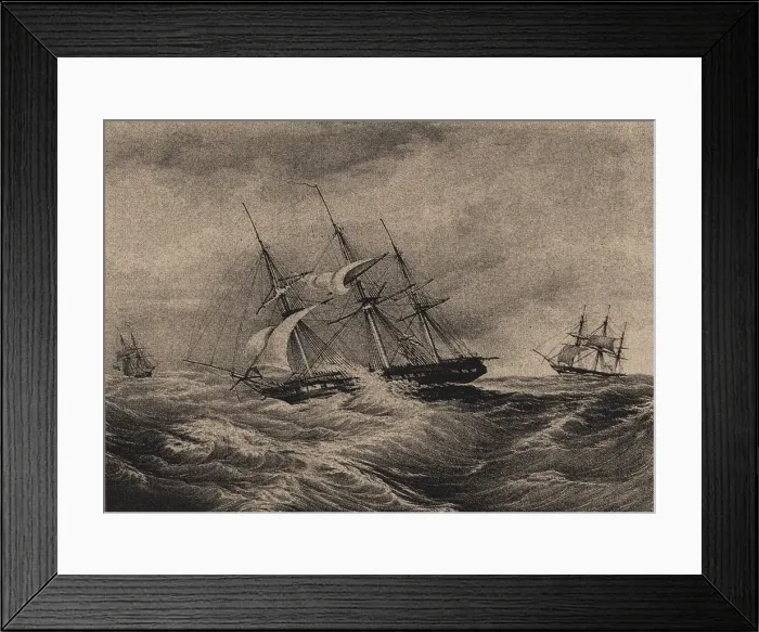 Framed Print : The frigate Kreiser and the sloop Ladoga at the coast of America 1823, 1900s-1910s. Artist: Anonymous Framed Print : The frigate Kreiser and the sloop Ladoga at the coast of America 1823, 1900s-1910s. Artist: Anonymous
