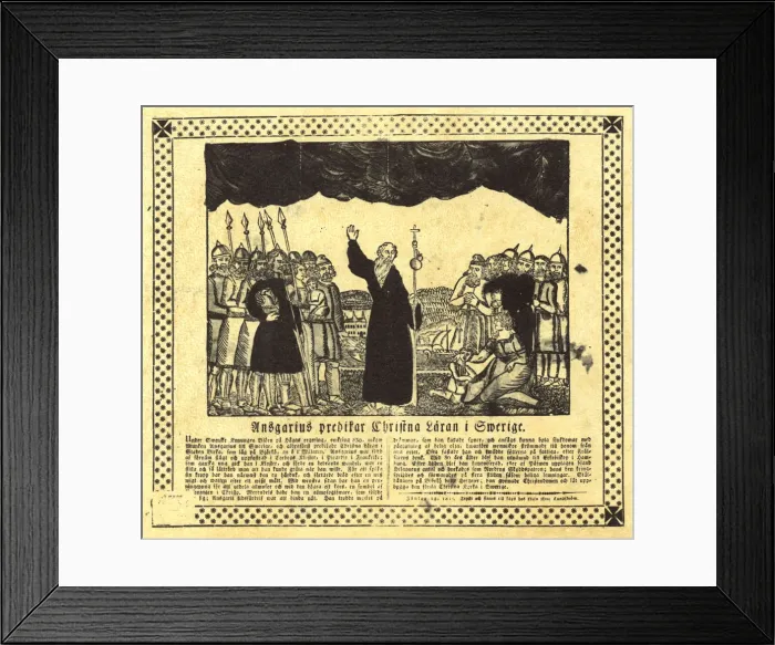 Framed Print : Saint Ansgar baptising the Swedes, 1832. Artist: Lundstrom, Nils Erik (active ca. 1830) Framed Print : Saint Ansgar baptising the Swedes, 1832. Artist: Lundstrom, Nils Erik (active ca. 1830)