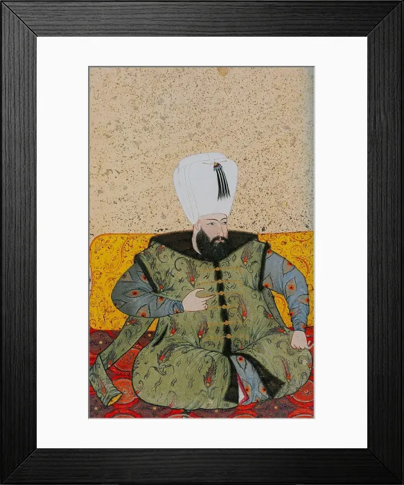 Framed Print : Ahmed I (1590-1617), Sultan of the Ottoman Empire, ca 1705. Artist: Levni, Abdulcelil (?-1732)
