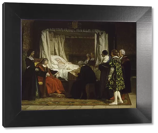 Queen Isabella I of Castile dictating her last will and testament, 1864. Artist: Rosales Gallina, Eduardo (1836-1873)