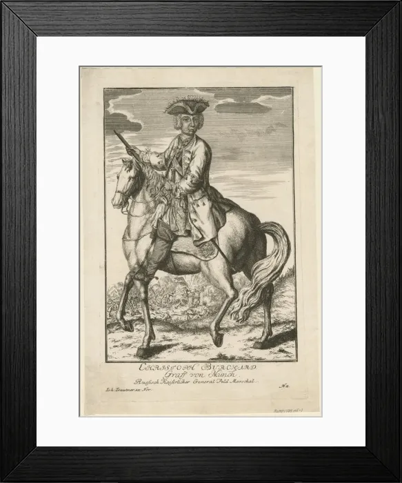 Framed Print : Portrait of Count Burkhard Christoph von Munnich (1683-1767), 1739. Artist: Trautner, August Johann, the Elder (active 18th century)