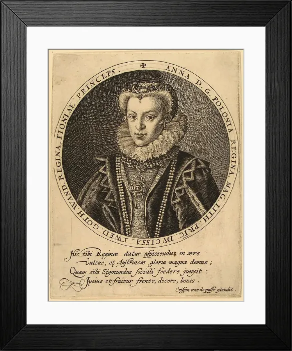 Framed Print : Anna Catherine Constance Vasa of Poland (1619-1651). Artist: Passe, Crispijn van de, the Elder (1564-1637) Framed Print : Anna Catherine Constance Vasa of Poland (1619-1651). Artist: Passe, Crispijn van de, the Elder (1564-1637)