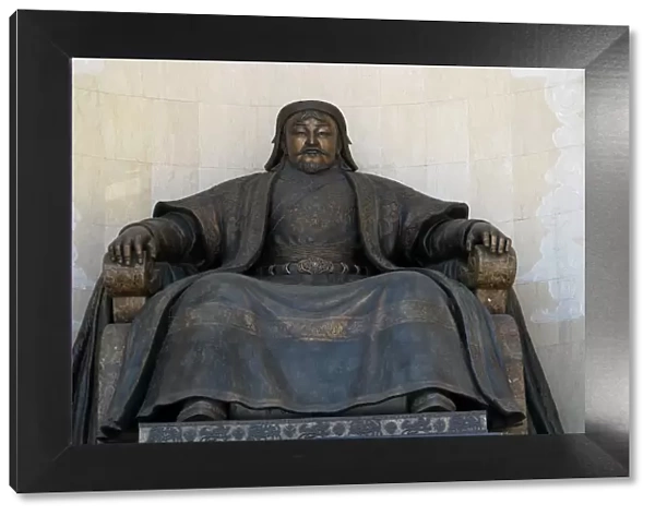 Seated statue of Chingis Khan at the Parliament Building in Ulan Bator, 2005. Artist: Anonymous