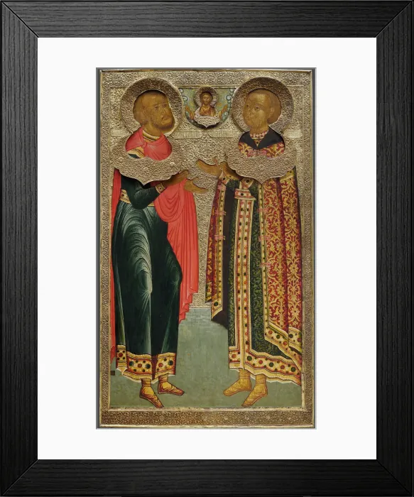 Framed Print : Saint John Sochavsky and Tsarevich Ivan Mikhailovich, 1639-1640. Artist: Russian icon Framed Print : Saint John Sochavsky and Tsarevich Ivan Mikhailovich, 1639-1640. Artist: Russian icon