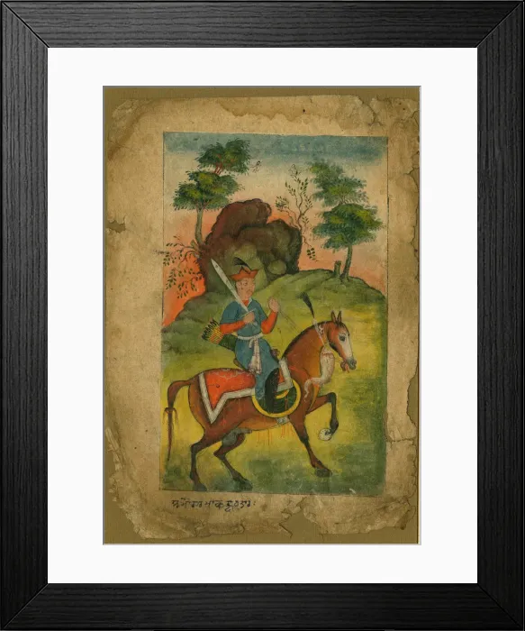 Framed Print : Indian armed cavalryman, c. 1500. Artist: Indian Art Framed Print : Indian armed cavalryman, c. 1500. Artist: Indian Art