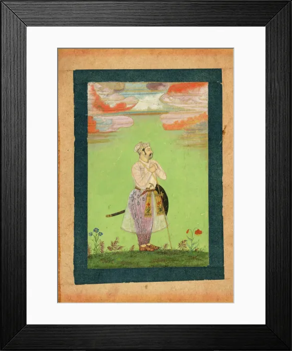 Framed Print : Mughal officer, c. 1650. Artist: Indian Art Framed Print : Mughal officer, c. 1650. Artist: Indian Art