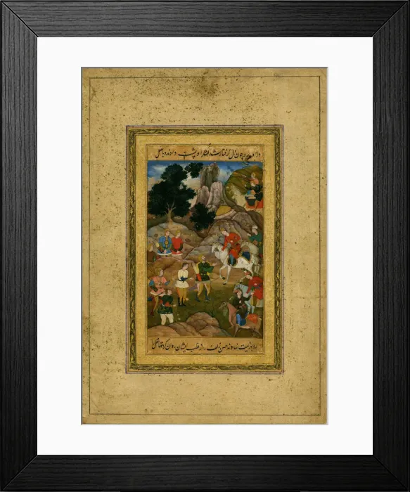 Framed Print : Captive youth being brought before a mounted prince, c. 1605. Artist: Indian Art Framed Print : Captive youth being brought before a mounted prince, c. 1605. Artist: Indian Art