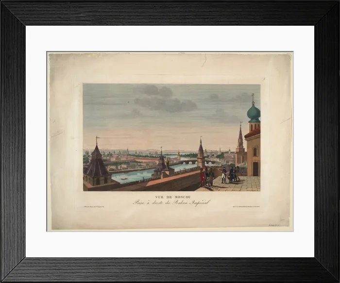 Framed Print : View of Moscow, taken from the balcony of the Imperial Palace, 1812. Artist: Courvoisier-Voisin, Henri (1757-1830) Framed Print : View of Moscow, taken from the balcony of the Imperial Palace, 1812. Artist: Courvoisier-Voisin, Henri (1757-1830)