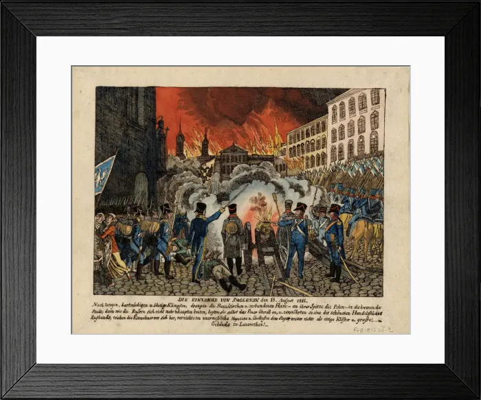 Framed Print : The capture of Smolensk on August 18, 1812, 1812. Artist: Anonymous Framed Print : The capture of Smolensk on August 18, 1812, 1812. Artist: Anonymous