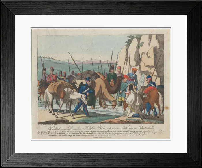 Framed Print : Don Cossacks resting in Germany, ca 1814. Artist: Geissler, Christian Gottfried Heinrich (1770-1844) Framed Print : Don Cossacks resting in Germany, ca 1814. Artist: Geissler, Christian Gottfried Heinrich (1770-1844)
