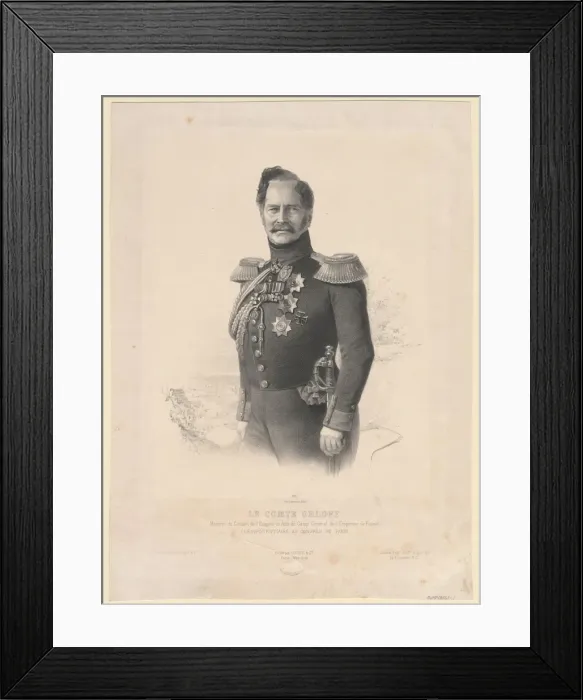 Framed Print : Portrait of Count Alexey Fyodorovich Orlov (1787-1862). Artist: Lemercier, Joseph (1803-1887) Framed Print : Portrait of Count Alexey Fyodorovich Orlov (1787-1862). Artist: Lemercier, Joseph (1803-1887)