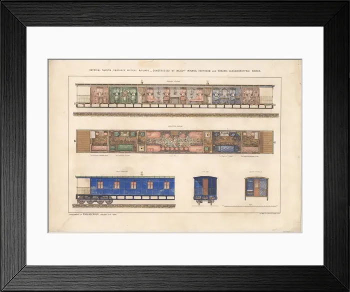 Framed Print : Imperial saloon carriage, Nikolayevsky railway, 1868. Artist: Anonymous Framed Print : Imperial saloon carriage, Nikolayevsky railway, 1868. Artist: Anonymous