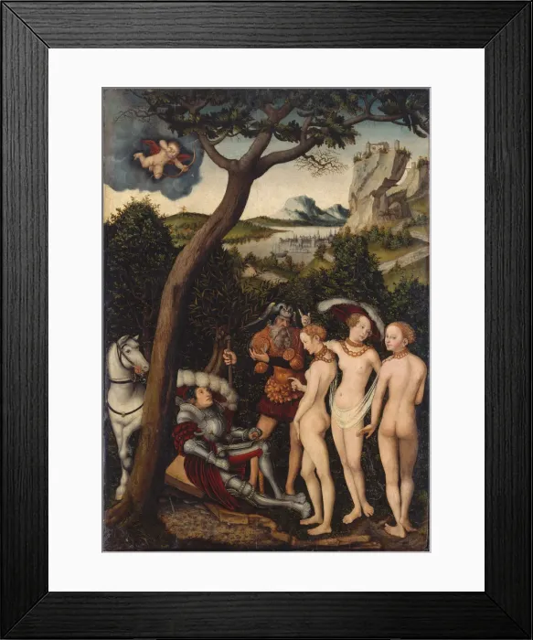 Framed Print : The Judgement of Paris, ca 1528. Artist: Cranach, Lucas, the Elder (1472-1553) Framed Print : The Judgement of Paris, ca 1528. Artist: Cranach, Lucas, the Elder (1472-1553)