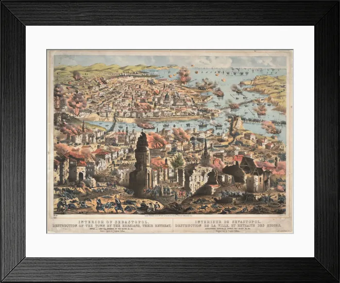 Framed Print : Interior of Sevastopol, destruction of the town by the Russians, their retreat, 1855. artillery officer Framed Print : Interior of Sevastopol, destruction of the town by the Russians, their retreat, 1855. artillery officer