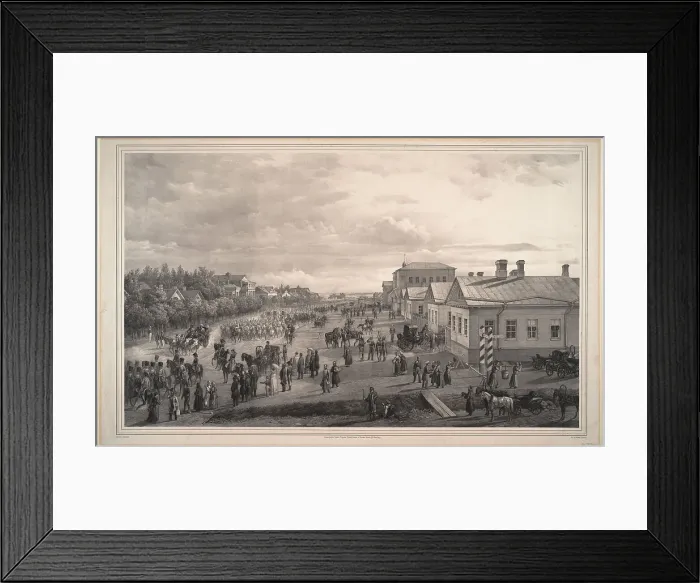 Framed Print : Parade of Chevalier Gardes through Krasnoye Selo, 1848. Artist: Schwarz, Gustav (ca. 1800-after 1855) Framed Print : Parade of Chevalier Gardes through Krasnoye Selo, 1848. Artist: Schwarz, Gustav (ca. 1800-after 1855)