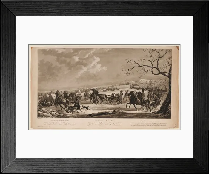 Framed Print : Race of sledges at Krasny Kabachok (Little Red Tavern), 1814. Artist: Sauerweid, Alexander Ivanovich (1783-1844) Framed Print : Race of sledges at Krasny Kabachok (Little Red Tavern), 1814. Artist: Sauerweid, Alexander Ivanovich (1783-1844)