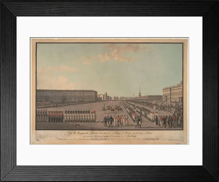 Framed Print : The parade in front of the Winter Palace in St. Petersburg, 1799. Artist: Anonymous Framed Print : The parade in front of the Winter Palace in St. Petersburg, 1799. Artist: Anonymous