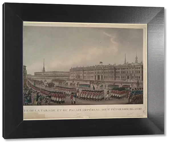 The parade in front of the Winter Palace in St. Petersburg on 1812, 1812. Artist: Anonymous