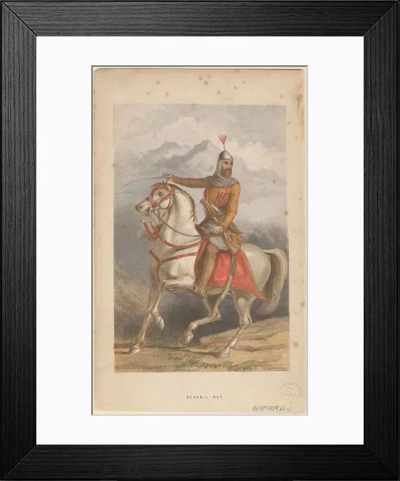 Framed Print : Imam Shamil (1797-1871). Artist: Dickes, William (1815-1892) Framed Print : Imam Shamil (1797-1871). Artist: Dickes, William (1815-1892)