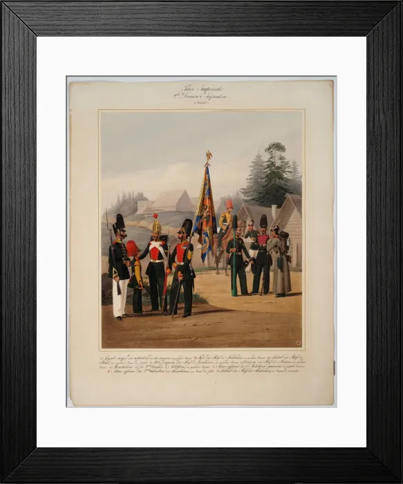 Framed Print : Soldiers of the 2st Guards Infantry Division of the Russian Imperial Guard, 1867. Artist: Piratsky, Karl Karlovich (1813-1889) Framed Print : Soldiers of the 2st Guards Infantry Division of the Russian Imperial Guard, 1867. Artist: Piratsky, Karl Karlovich (1813-1889)
