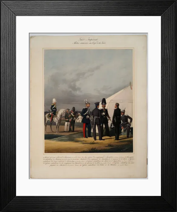Framed Print : Pioneers, invalides and gendarmes of the Imperial Guards Corps, 1867. Artist: Piratsky, Karl Karlovich (1813-1889) Framed Print : Pioneers, invalides and gendarmes of the Imperial Guards Corps, 1867. Artist: Piratsky, Karl Karlovich (1813-1889)