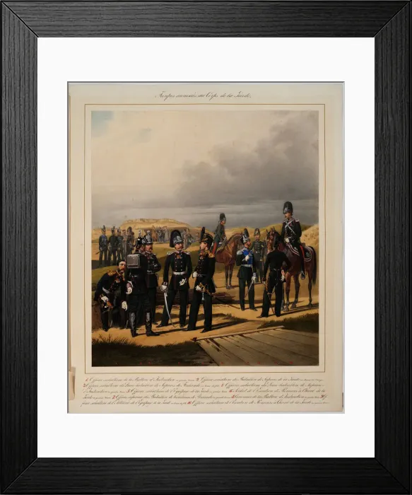 Framed Print : Pioneers of the Imperial Guards Corps, 1867. Artist: Piratsky, Karl Karlovich (1813-1889) Framed Print : Pioneers of the Imperial Guards Corps, 1867. Artist: Piratsky, Karl Karlovich (1813-1889)