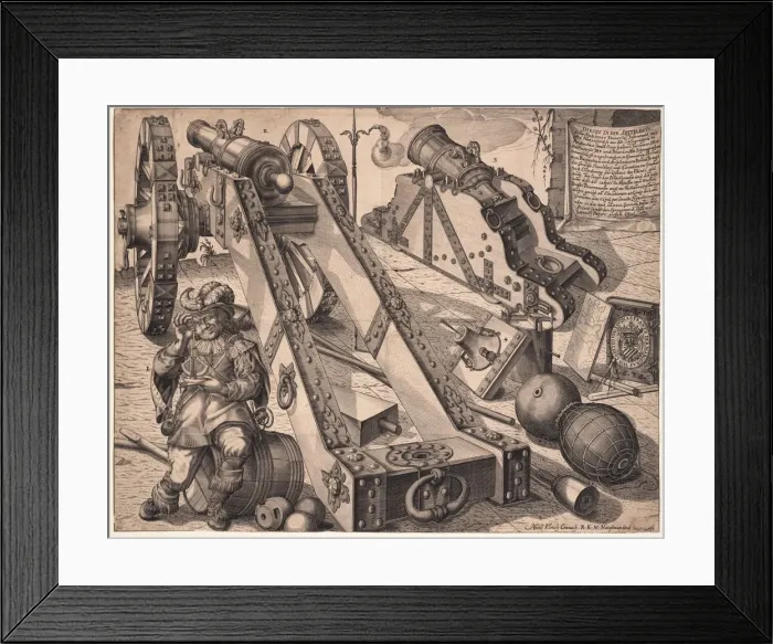 Framed Print : Artillery Cannon, 1636. Artist: Cranach, Ulrich von (active 17th century) Framed Print : Artillery Cannon, 1636. Artist: Cranach, Ulrich von (active 17th century)
