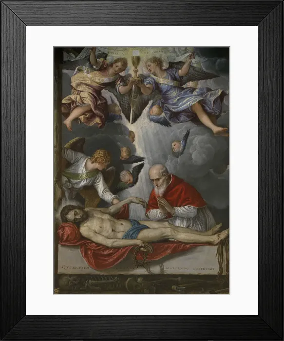 Framed Print : Dead Christ, adored by Pope Pius V, ca 1571-1572. Artist: Parrasio, Micheli (ca. 1516-1578) Framed Print : Dead Christ, adored by Pope Pius V, ca 1571-1572. Artist: Parrasio, Micheli (ca. 1516-1578)