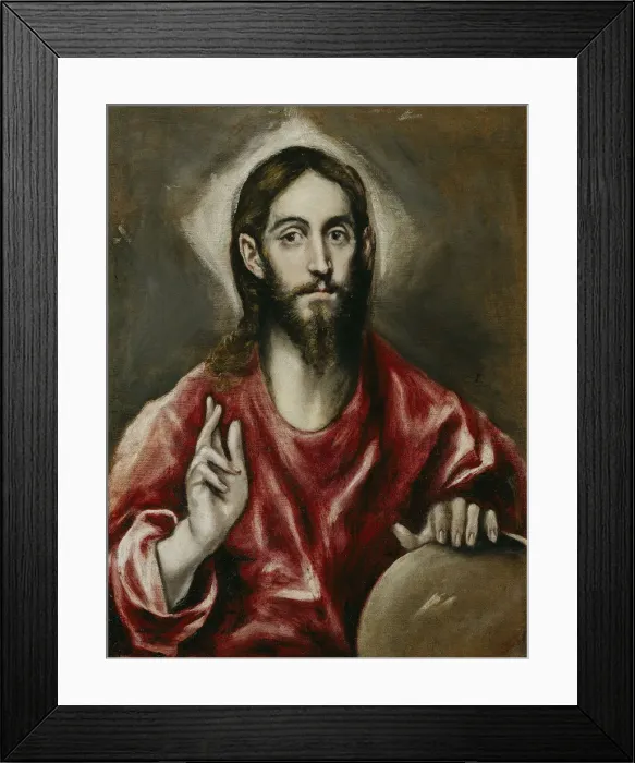 Framed Print : Salvator Mundi (Saviour of the World), 1608-1614. Artist: El Greco, Dominico (1541-1614) Framed Print : Salvator Mundi (Saviour of the World), 1608-1614. Artist: El Greco, Dominico (1541-1614)