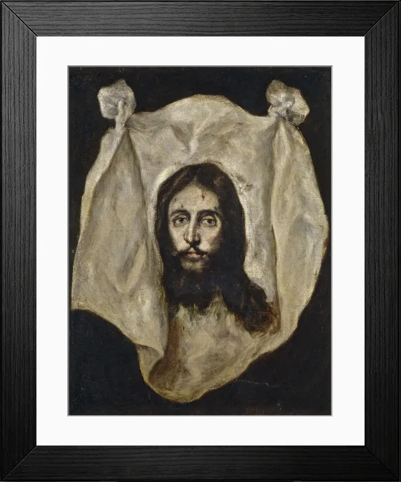 Framed Print : Holy Mandylion (The Vernicle), 1586-1595. Artist: El Greco, Dominico (1541-1614)