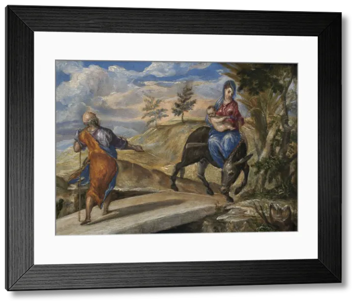 Framed Print : The Flight into Egypt, c. 1570. Artist: El Greco, Dominico (1541-1614) Framed Print : The Flight into Egypt, c. 1570. Artist: El Greco, Dominico (1541-1614)