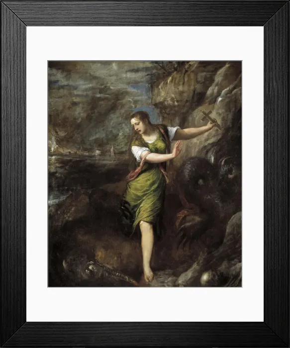 Framed Print : Saint Margaret, c. 1565. Artist: Titian (1488-1576) Framed Print : Saint Margaret, c. 1565. Artist: Titian (1488-1576)