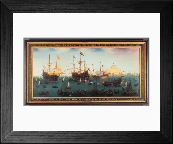 Framed Print : The Return to Amsterdam of the Second Expedition to the East Indies, 19 July 1599, 1599. Artist: Vroom, Hendrick Cornelisz. (1562 / 3-1640) Framed Print : The Return to Amsterdam of the Second Expedition to the East Indies, 19 July 1599, 1599. Artist: Vroom, Hendrick Cornelisz. (1562 / 3-1640)