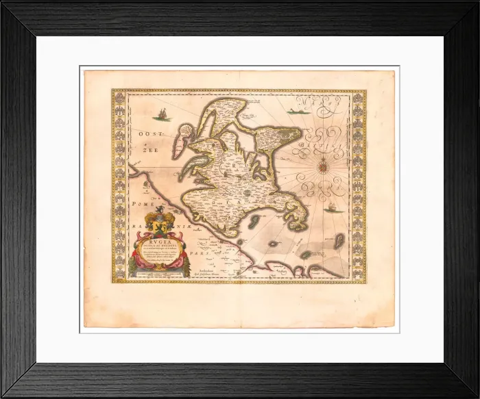 Framed Print : Rugen (From: Theatrum Orbis Terrarum... ), 1645. Artist: Blaeu, Willem Janszoon (1571-1638) Framed Print : Rugen (From: Theatrum Orbis Terrarum... ), 1645. Artist: Blaeu, Willem Janszoon (1571-1638)