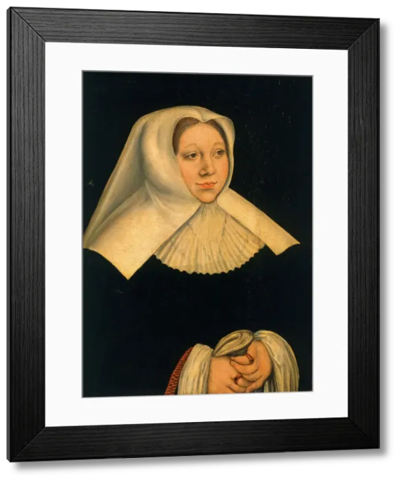 Framed Print : Portrait of Margaret of Austria (1480-1530), ca 1530. Artist: Cranach, Lucas, the Elder (1472-1553) Framed Print : Portrait of Margaret of Austria (1480-1530), ca 1530. Artist: Cranach, Lucas, the Elder (1472-1553)